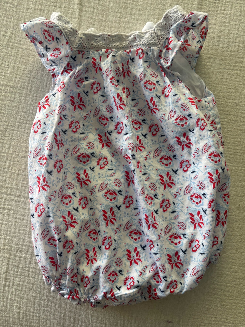 Janie and Jack Floral Bloomer - White, Red, Blue